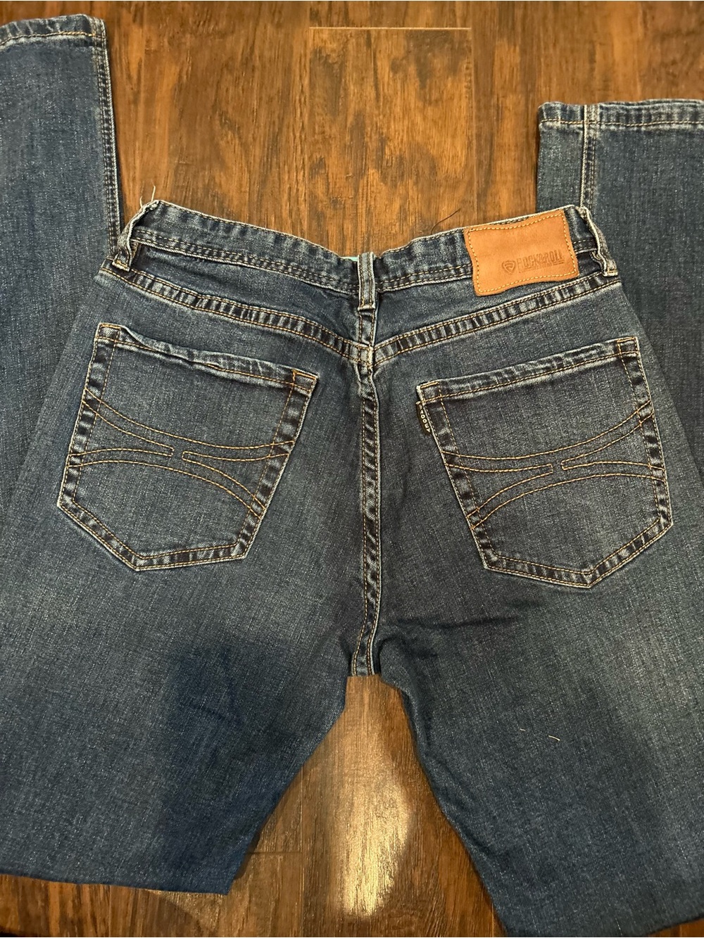 Hooey Men's Slim Straight Dark Blue Jeans with Tan Patch